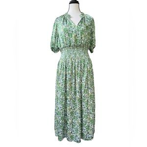 J. Crew green floral dress size medium